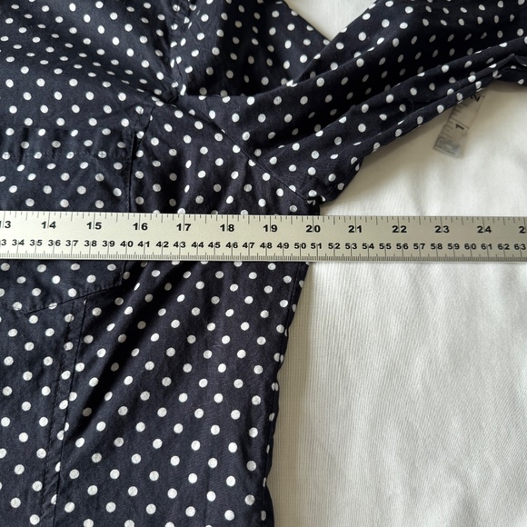 Jones New York Sport Women's Long Sleeve Polka Dot Button Up Blouse Black Medium - Picture 7 of 14